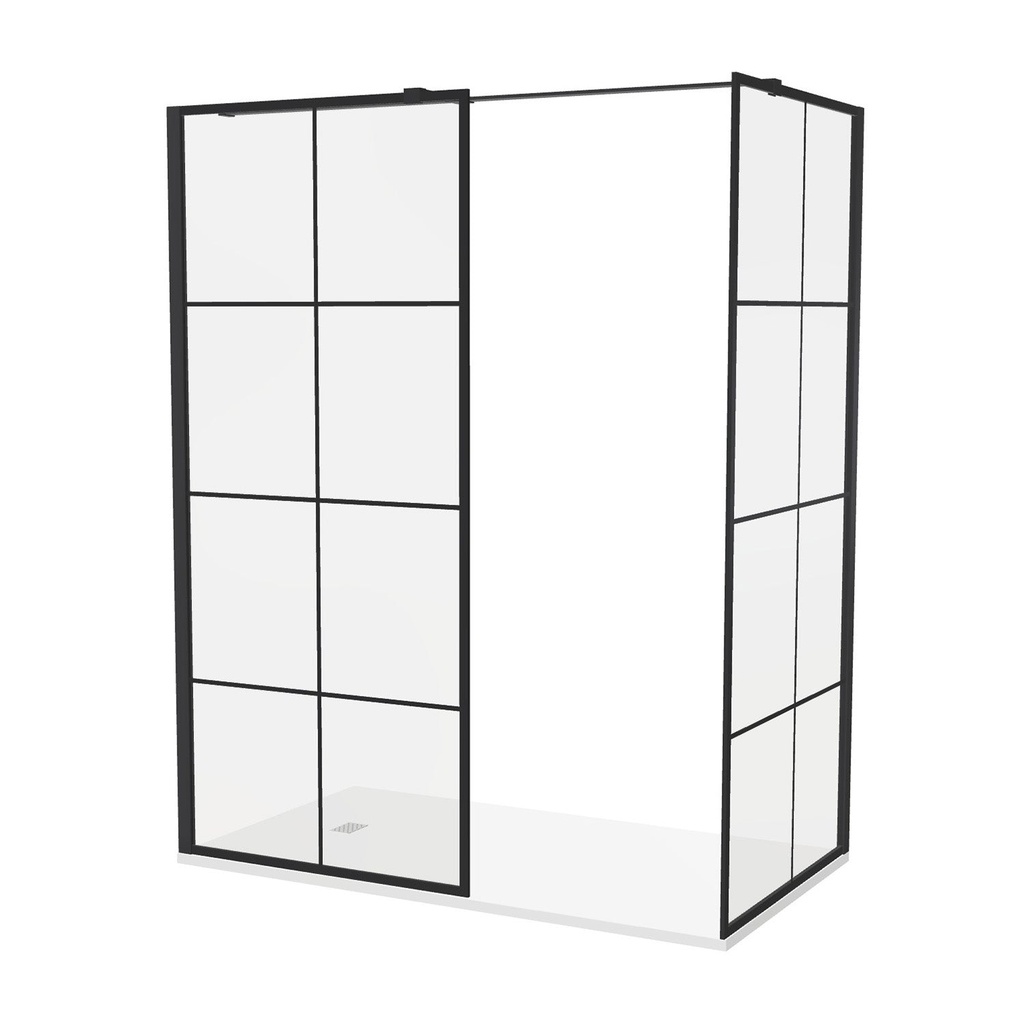 [20310069] Inloopdouche Iris 120x80 cm Zwart Mat Raster Easy Clean 8 mm helderglas Aluminuim profiel Nano-Coating