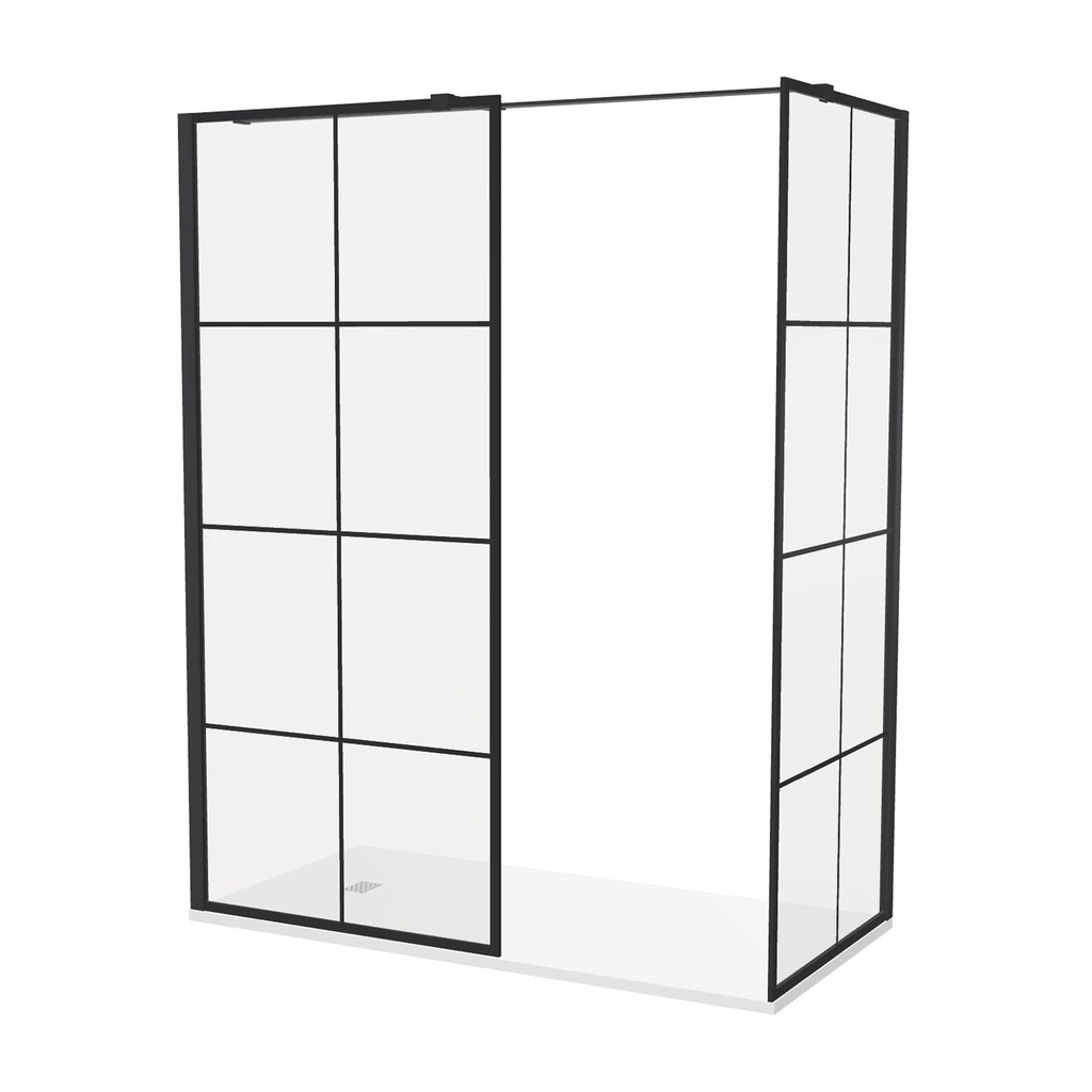 [20310070] Inloopdouche Iris 120x90 cm Zwart Mat Raster Easy Clean 8 mm helderglas Aluminuim profiel Nano-Coating