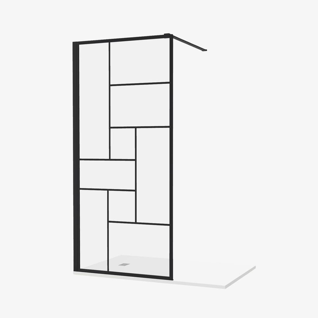 [20310044] Inloopdouche Mila 90 cm Raster Easy Clean 8 mm helderglas Zwart Aluminuim profiel Nano-Coating