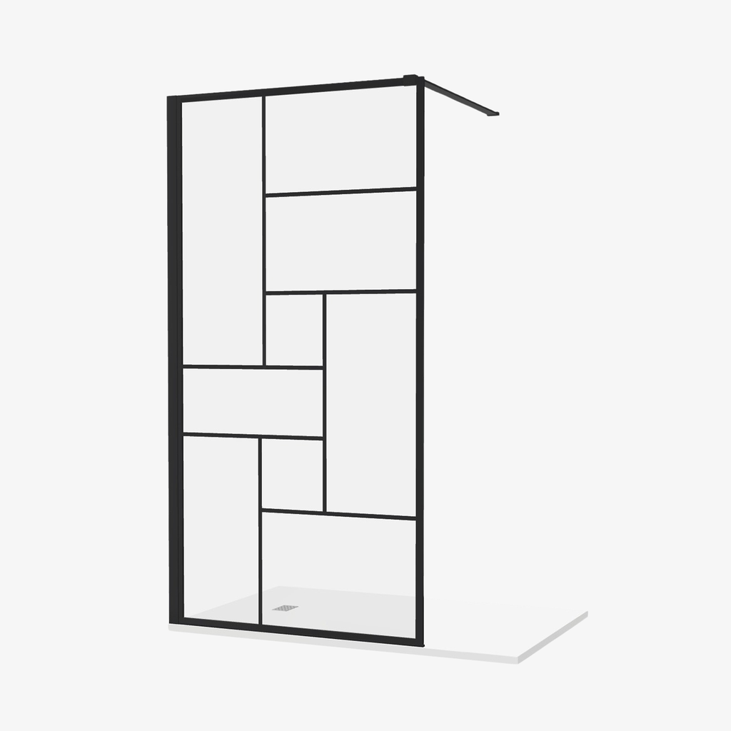 [20310045] Inloopdouche Mila 100 cm Raster Easy Clean 8 mm helderglas Zwart Aluminuim profiel Nano-Coating