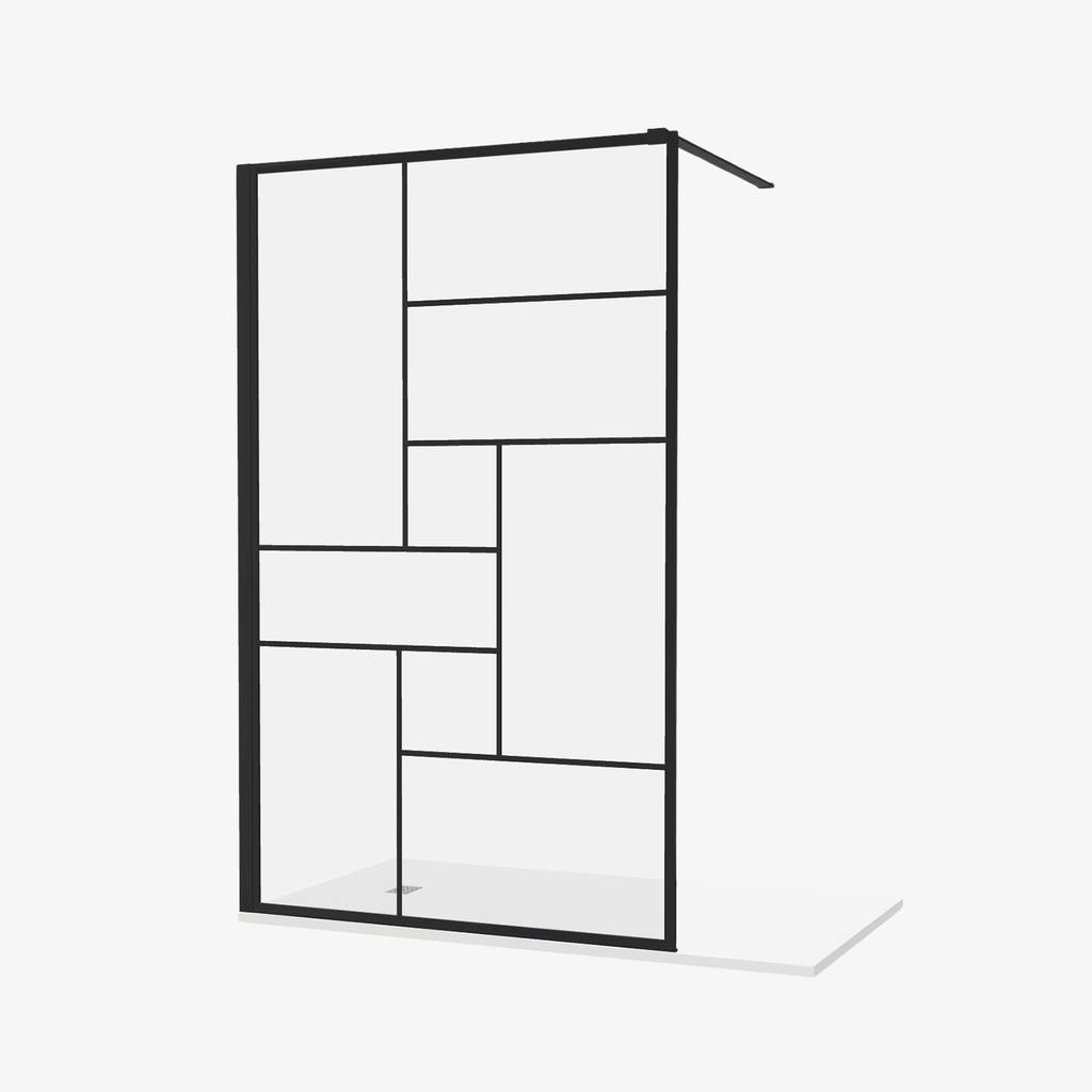 [20310046] Inloopdouche Mila 120 cm Raster Easy Clean 8 mm helderglas Zwart Aluminuim profiel Nano-Coating