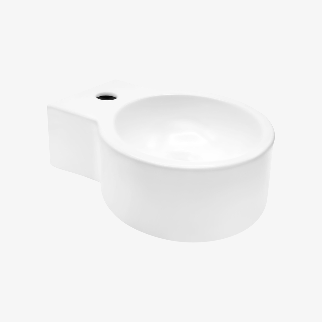 [10412063] Keramische Fontein Wastafel Aster Wit met Kraangat - 35x28x16 cm