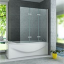 Badwand Remy Chroom - 3-delige inklapbare Badwand 130x140 cm - 6mm - Transparant - Nano - Omkeerbaar