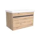 Amsterdam 80 cm Dorado - Onderkast MDF Softclose Greeploos 2 lades met Keramische Wastafel 1 kraangat - Wastafelmeubel Met Frame Wastafels