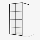 Mieke Inloopdouche 100 cm Mat Zwart Raster Douchewand Industrieel 8 mm Veiligheidsglas anti-kalk Aliminium Profiel