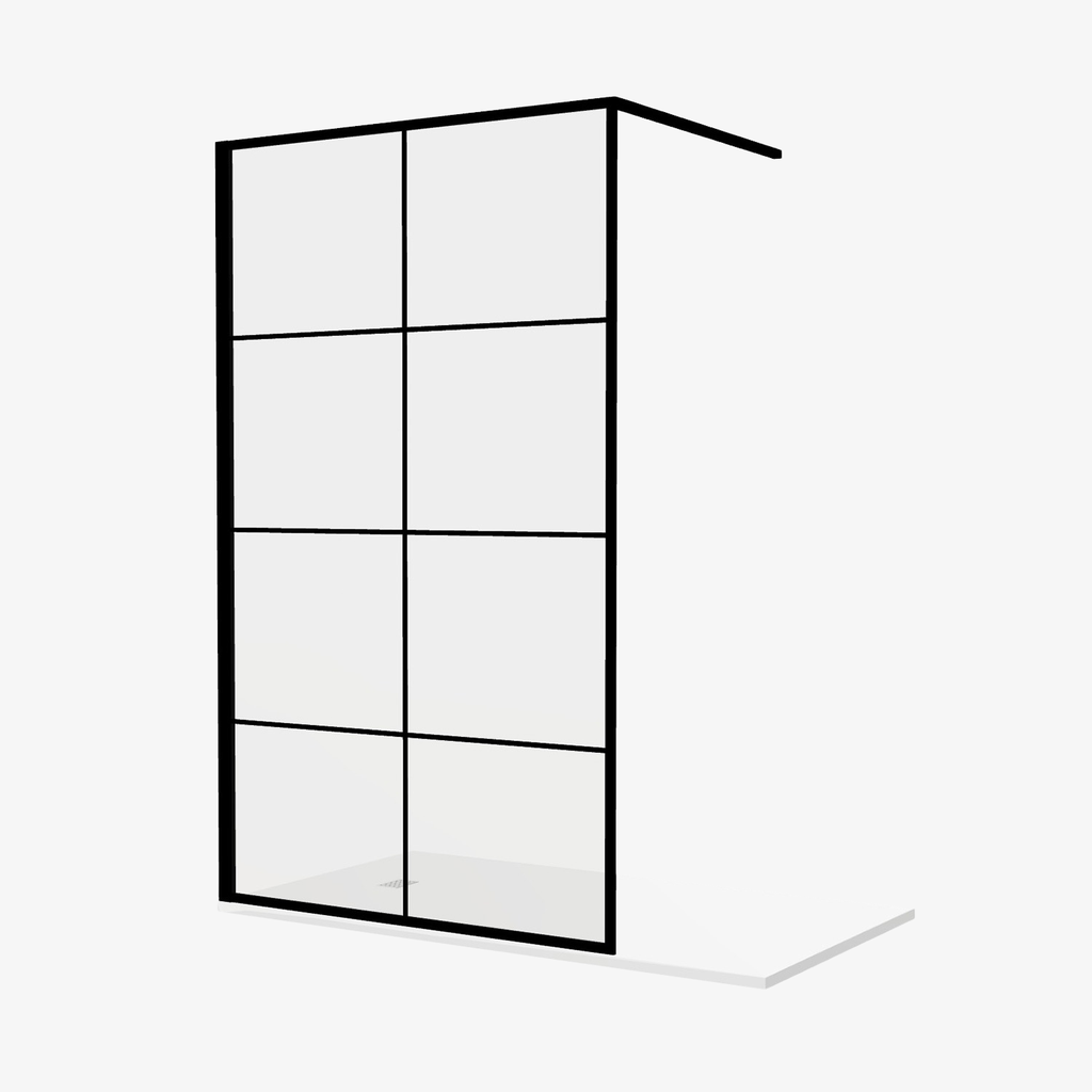 [20310033] Mieke Inloopdouche 120 cm Mat Zwart Raster Douchewand Industrieel 8 mm Veiligheidsglas anti-kalk Aliminium Profiel