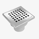 Vloersifon Rosy in PVC met Inox rooster - Uitgang Verticaal - 15x15 cm Ø50