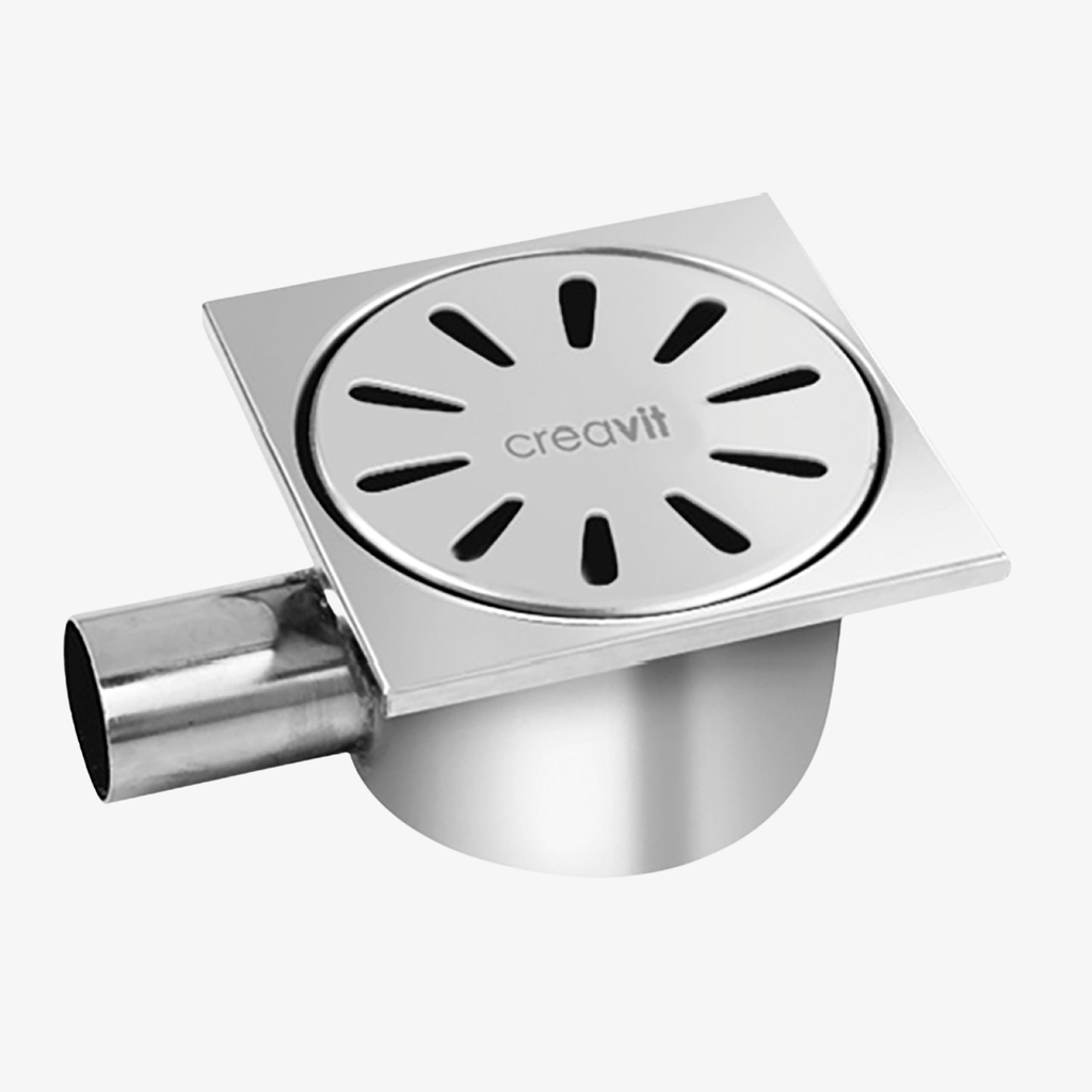 [20390004] Vloersifon Rosy - Uitgang Horizontaal - Volledig RVS - 15x15 cm Ø50