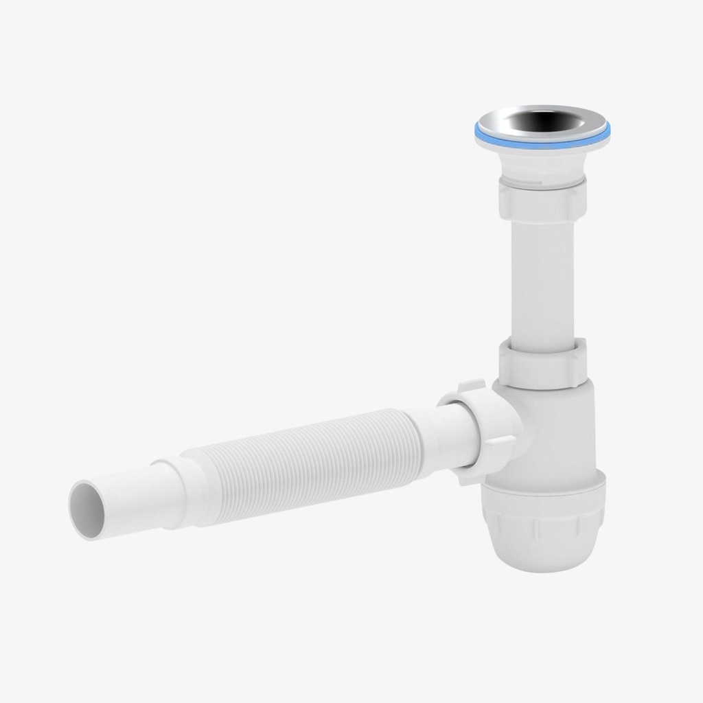 [10440003] Flexibele Beker Sifon Sibel met Crepine 32 cm Wit