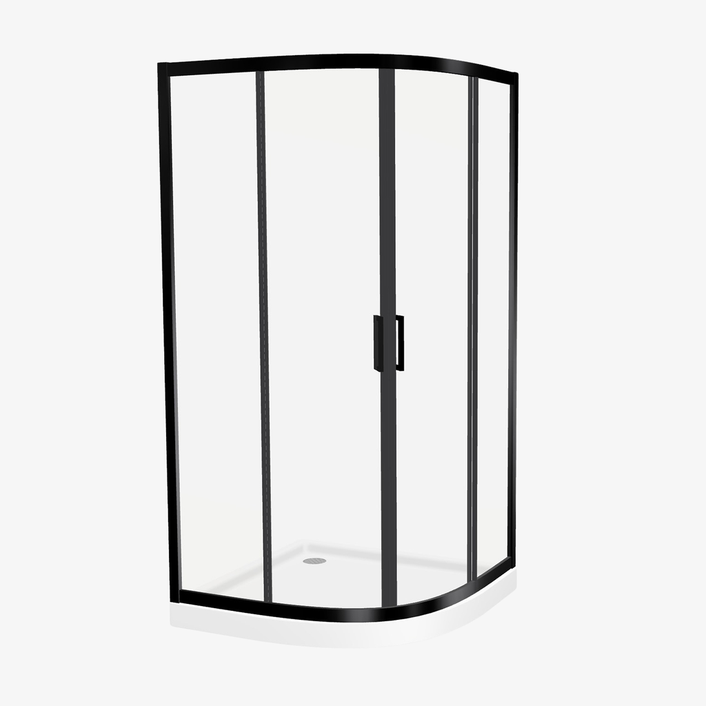 [20320025] Douchecabine Kwartrond Esmee Zwart 100x100 cm 6 mm