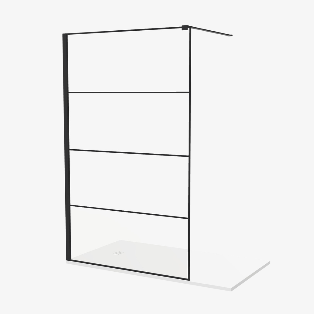 [20310076] Inloopdouche Nina 110 cm Zwart Mat Raster Easy Clean 8 mm Helderglas Aluminuim Profiel Nano-Coating