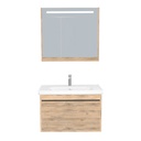 Oberhausen Badkamermeubel Set 80 cm Dorado - Onderkast MDF Softclose Semi handgreep 1 lade met Keramische Wastafel 1 kraangat en Badkamerspiegelkast met Led-verlichting