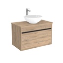 Amsterdam Badkamermeubel 80 cm Dorado - Onderkast MDF - Softclose greeploos 2 lades Inclusief keramische waskom met wastafelblad