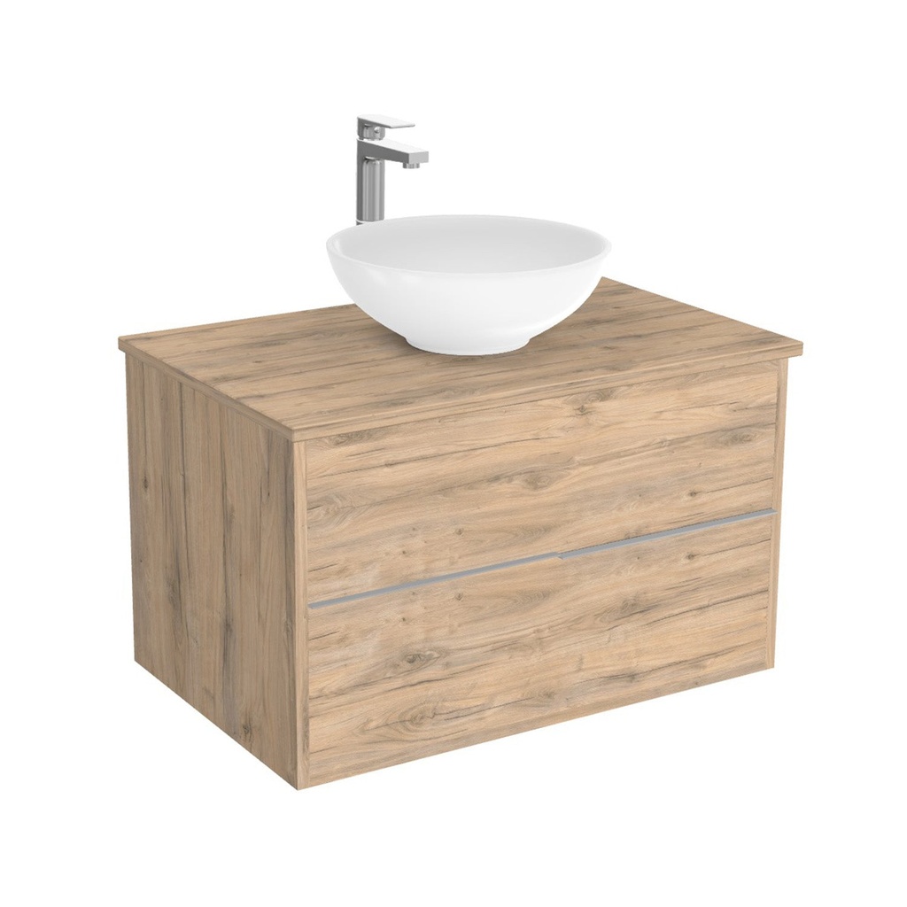 [BES80DWTWBM25Z] Essen Badkamermeubel 80 cm Dorado - Onderkast MDF - Softclose semi handgreep 2 lades Inclusief keramische waskom met wastafelblad (MDF Zwart 25mm, Toledo)