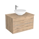 Essen Badkamermeubel 80 cm Dorado - Onderkast MDF - Softclose semi handgreep 2 lades Inclusief keramische waskom met wastafelblad