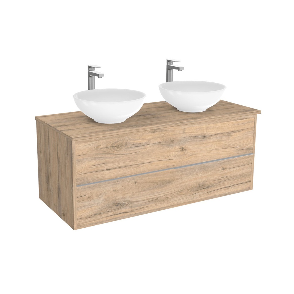 [BES120DWTWBM25Z] Essen Badkamermeubel 120 cm Dorado - Onderkast MDF - Softclose semi handgreep 2 lades Inclusief keramische waskom met wastafelblad (MDF Zwart 25mm, Toledo)