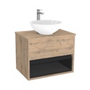 Pohlheim Badkamermeubel 65 cm Dorado - Onderkast MDF - Softclose Greeploos 1 lade Inclusief keramische waskom met wastafelblad