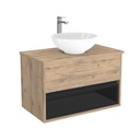 Pohlheim Badkamermeubel 80 cm Dorado - Onderkast MDF - Softclose Greeploos 1 lade Inclusief keramische waskom met wastafelblad