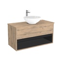 Pohlheim Badkamermeubel 100 cm Dorado - Onderkast MDF - Softclose Greeploos 1 lade Inclusief keramische waskom met wastafelblad