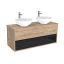 Pohlheim Badkamermeubel 120 cm Dorado - Onderkast MDF - Softclose Greeploos 1 lade Inclusief keramische waskom met wastafelblad