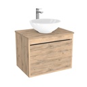 Oberhausen Badkamermeubel 65 cm Dorado - Onderkast MDF - Softclose semi handgreep 1 deur Inclusief keramische waskom met wastafelblad