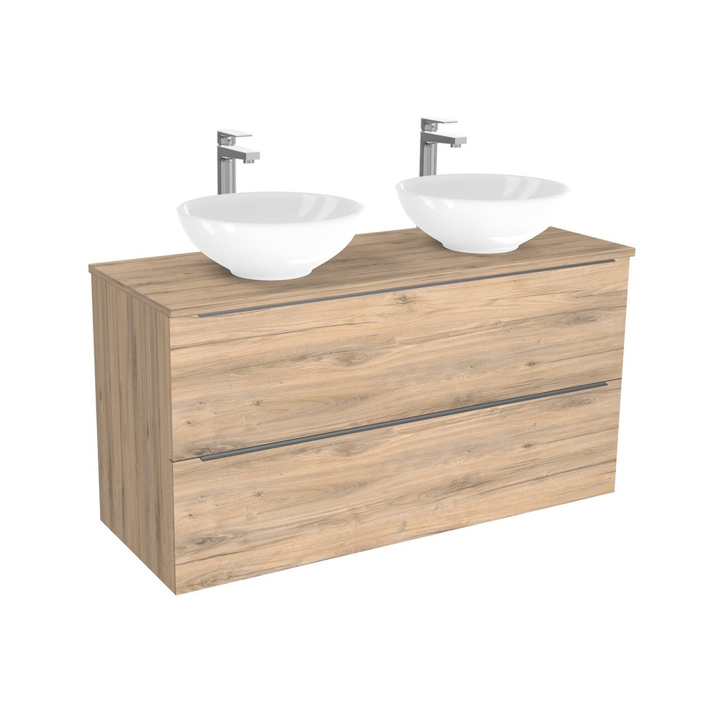 [BFR120DWTWBM25Z] Frankfurt Badkamermeubel 120 cm Dorado - Onderkast MDF - Softclose semi handgreep 2 lades Inclusief keramische waskom met wastafelblad (MDF Zwart 25mm, Toledo)