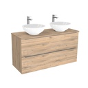 Frankfurt Badkamermeubel 120 cm Dorado - Onderkast MDF - Softclose semi handgreep 2 lades Inclusief keramische waskom met wastafelblad