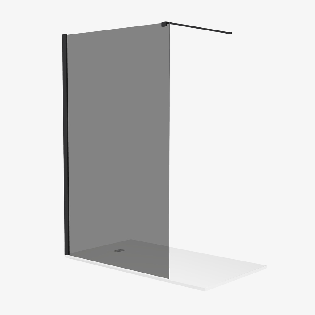 [20310028] Myrthe Inloopdouche Douchewand Rookglas 120 cm 8 mm Veiligheidsglas Zwart mat Profiel