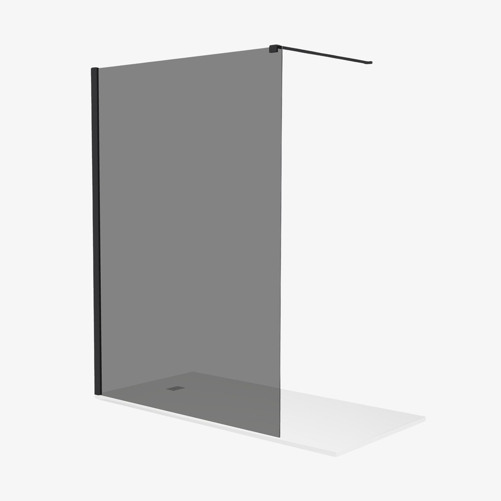 [20310029] Myrthe Inloopdouche Douchewand Rookglas 140 cm 8 mm Veiligheidsglas Zwart mat Profiel