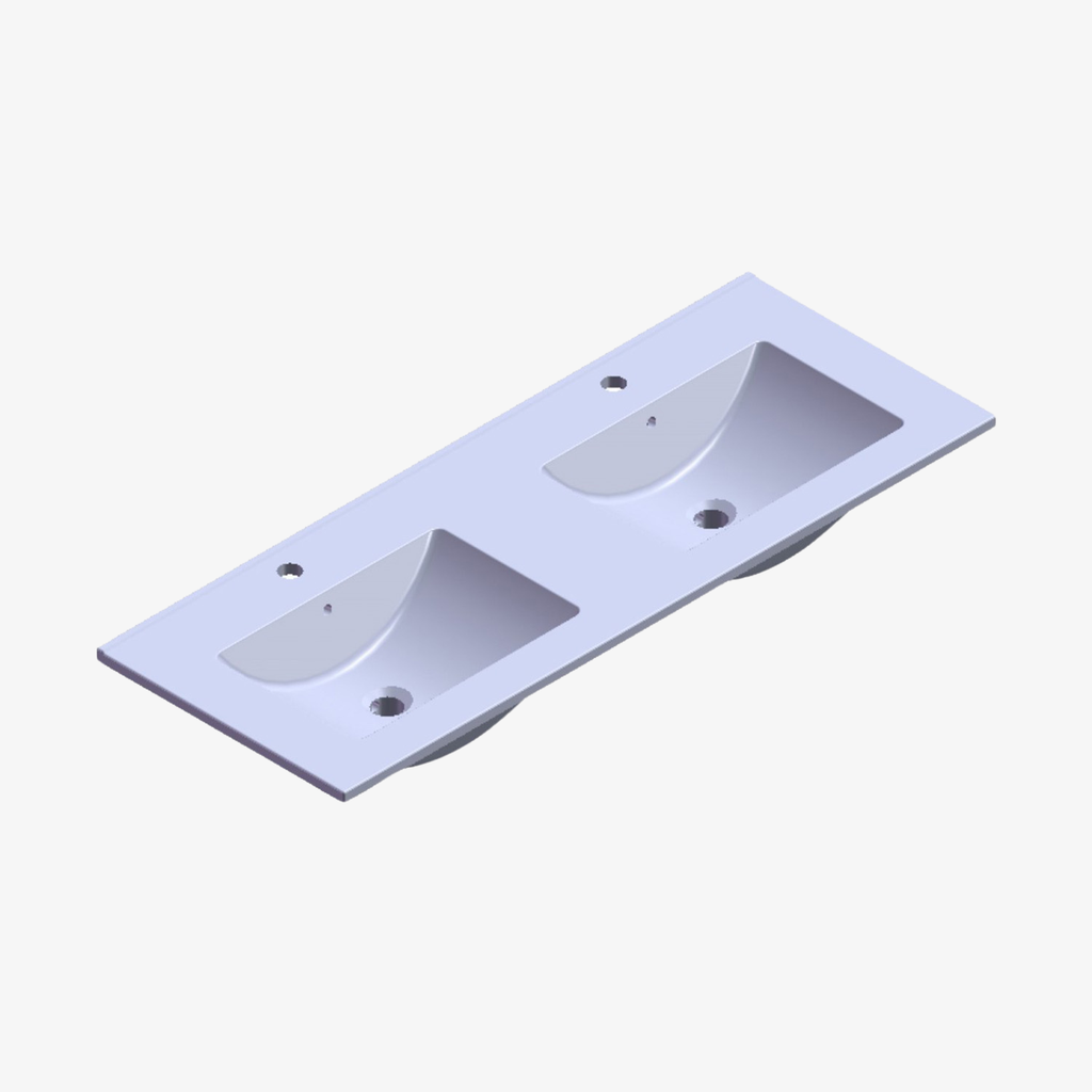 [10412020] Wastafel Sofie met Kraangat Hoogglans Wit 120x46 cm