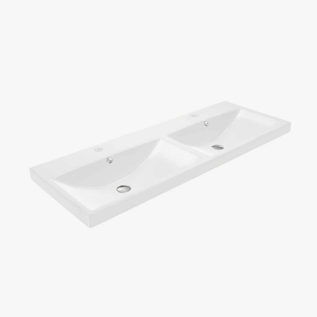 [W-EL-120-HW] Wastafel Keramische Elite Hoogglans Wit 120x45 cm