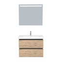 Bonn Badkamermeubel Set 80 cm Dorado - Onderkast MDF Softclose Greeploos 2 lades met Keramische Wastafel 1 kraangat en Badkamerspiegel met Led-verlichting