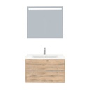 Essen Badkamermeubel Set 80 cm Dorado - Onderkast MDF Softclose Semi handgreep 2 lades met Keramische Wastafel 1 kraangat en Badkamerspiegel met Led-verlichting