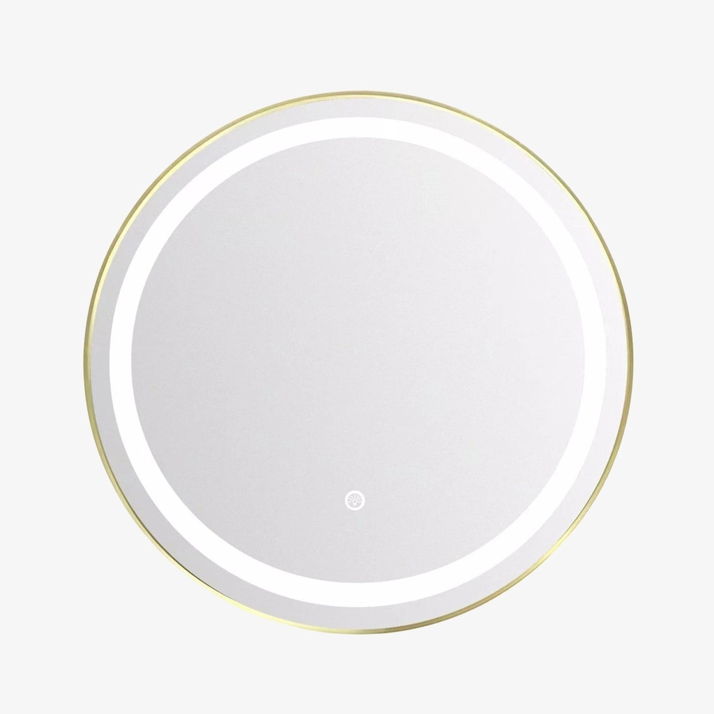 [10223058] Led Spiegel Quinty Brushed Gold met Dimbare Verlichting en Verwarming Rond 100 cm