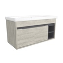 Aachen 100 cm Lissabon - Onderkast MDF Softclose Semi handgreep 2 deur met Keramische Wastafel 1 kraangat - Wastafelmeubel Met Frame Wastafels