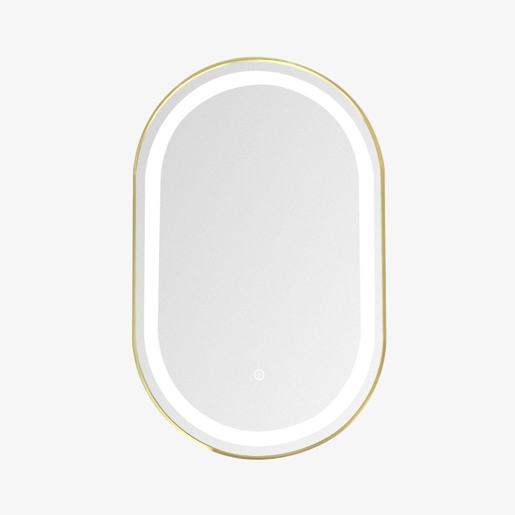 [10223043] Led Spiegel Luna met Dimbare verlichting en Verwarming Brushed Gold 50x80 cm