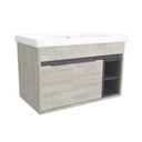 Aachen 80 cm Lissabon - Onderkast MDF Softclose Semi handgreep 2 deur met Keramische Wastafel 1 kraangat - Wastafelmeubel Met Frame Wastafels