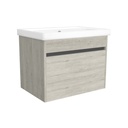 Amsterdam 65 cm Lissabon - Onderkast MDF Softclose Greeploos 2 lades met Keramische Wastafel 1 kraangat - Wastafelmeubel Met Frame Wastafels