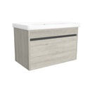 Amsterdam 80 cm Lissabon - Onderkast MDF Softclose Greeploos 2 lades met Keramische Wastafel 1 kraangat - Wastafelmeubel Met Frame Wastafels