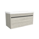 Amsterdam 100 cm Lissabon - Onderkast MDF Softclose Greeploos 2 lades met Keramische Wastafel 1 kraangat - Wastafelmeubel Met Frame Wastafels