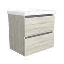 Bonn 65 cm Lissabon - Wastafelmeubel Met Frame - Onderkast MDF Softclose Greeploos 2 lades met Keramische Wastafel 1 kraangat - Wastafelmeubel Met Frame Wastafels