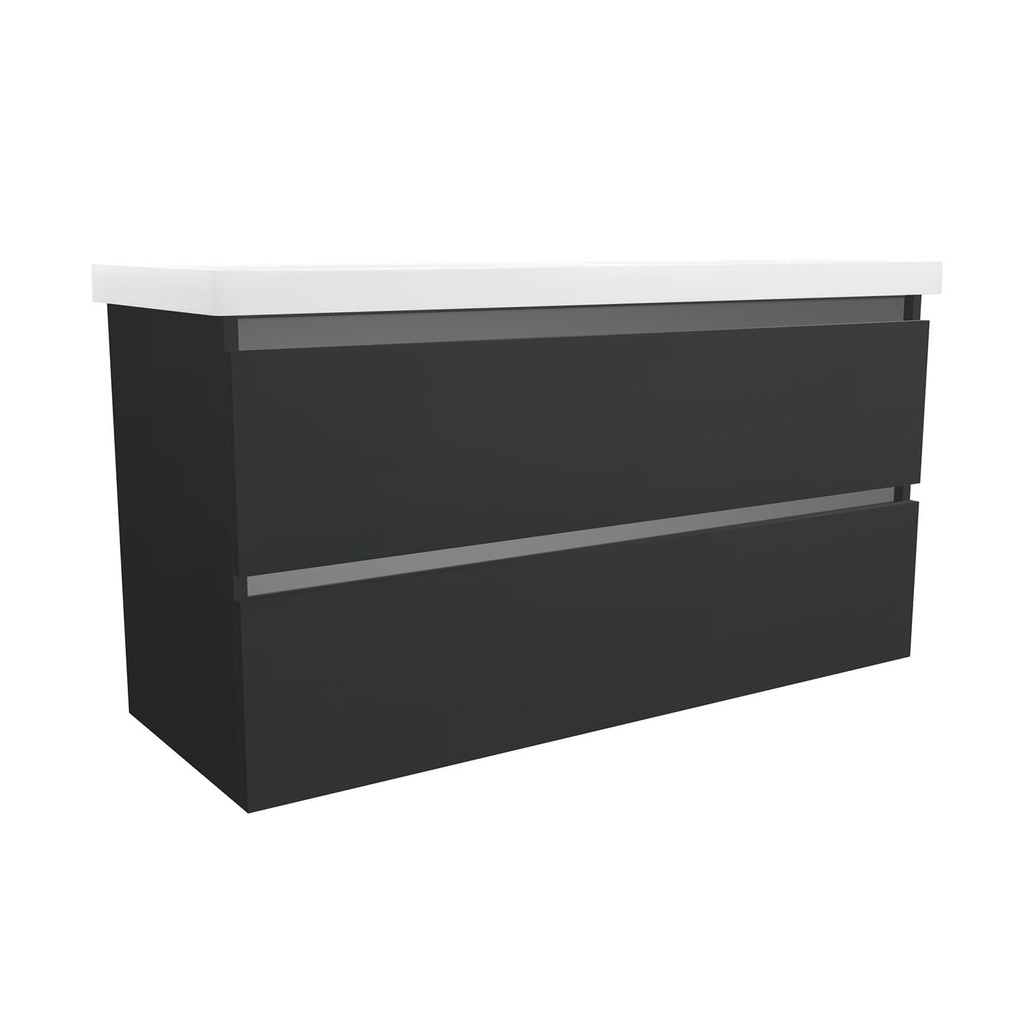 [T-BO-120-OK-MS-W-EL] Bonn 120 cm Mat Zwart Wastafelmeubel Met Elite Wastafels