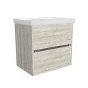 Berlin 65 cm Lissabon - Onderkast MDF Softclose Greeploos 2 lades met Keramische Wastafel 1 kraangat - Wastafelmeubel Met Frame Wastafels