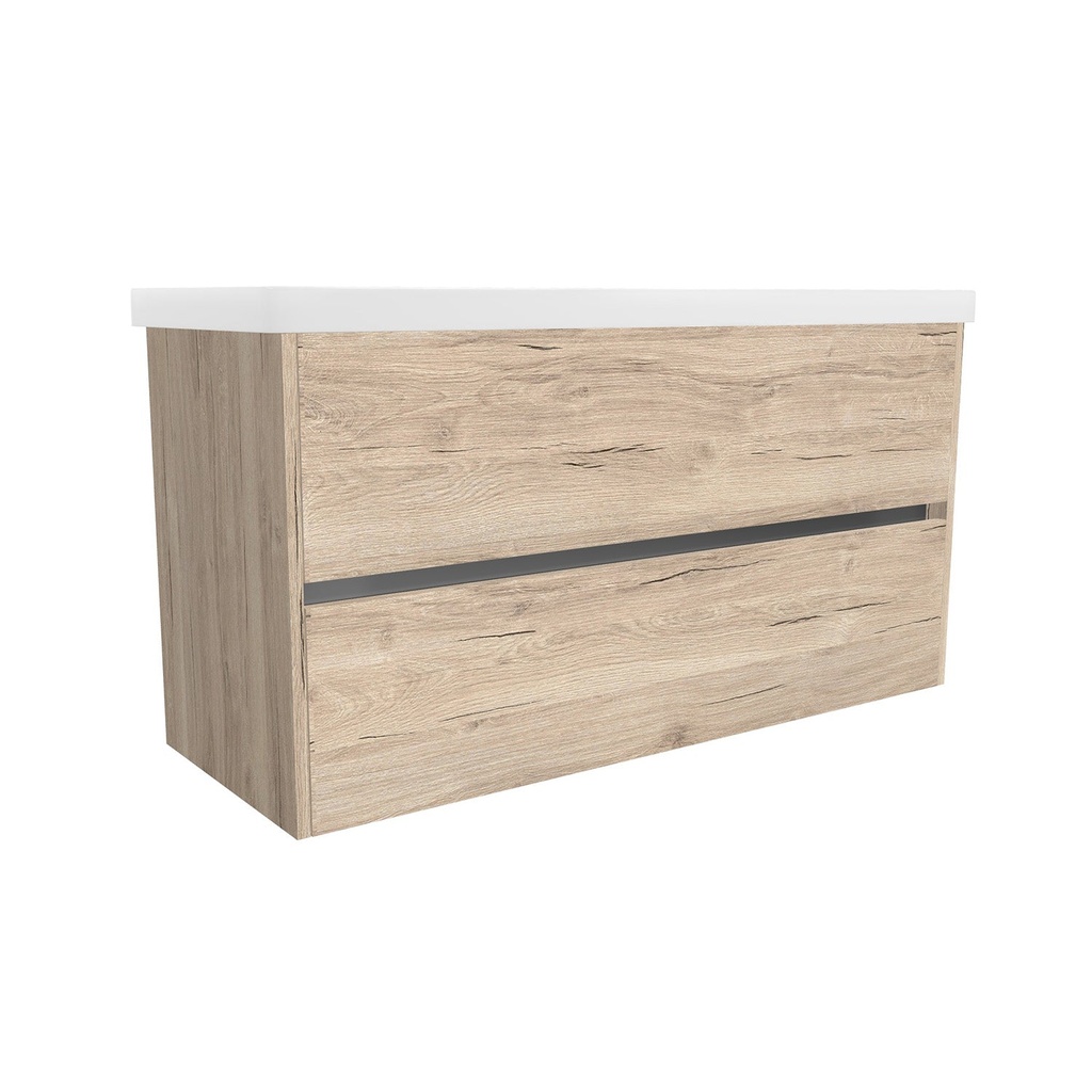 [T-BE-120-OK-DE-W-EL] Berlin 120 cm Duitse Eik Wastafelmeubel Met Elite Wastafels