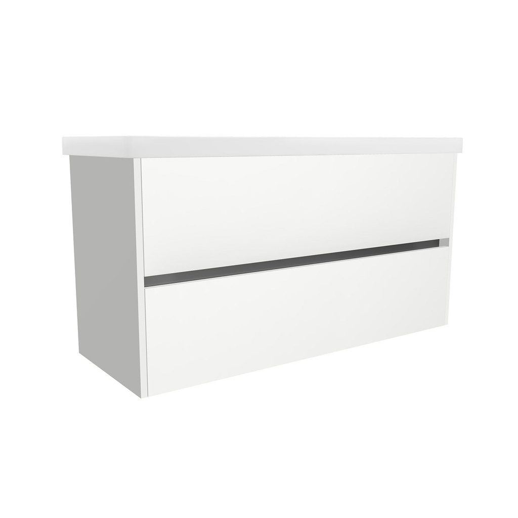 [T-BE-120-OK-HW-W-EL] Berlin 120 cm Hoogglans Wit Wastafelmeubel Met Elite Wastafels