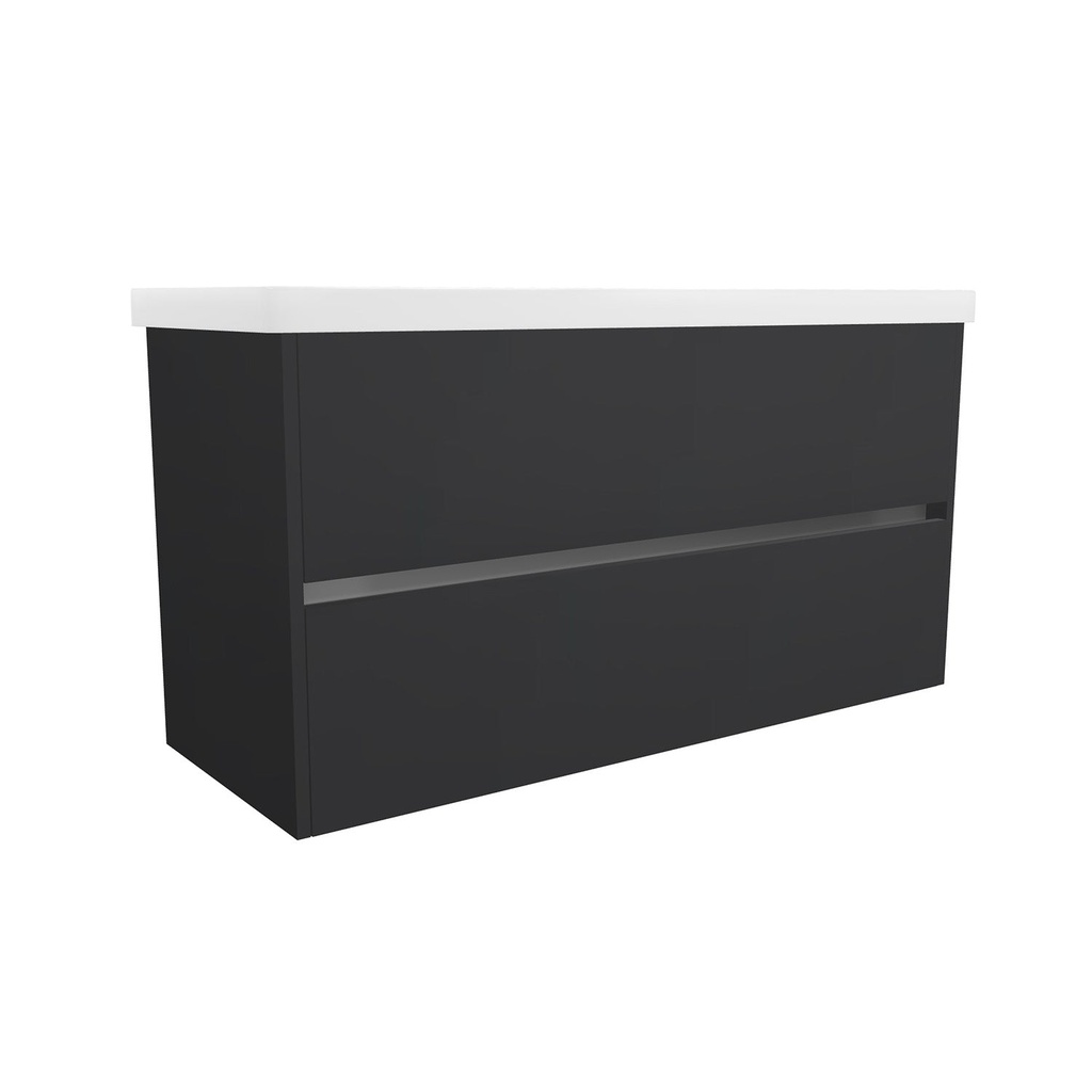 [T-BE-120-OK-MS-W-EL] Berlin 120 cm Mat Zwart Wastafelmeubel Met Elite Wastafels