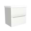 Frankfurt 65 cm Hoogglans Wit - Onderkast MDF Softclose Semi handgreep 2 lades met Keramische Wastafel 1 kraangat - Wastafelmeubel Met Frame Wastafels