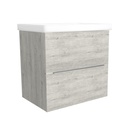 Frankfurt 65 cm Lissabon - Onderkast MDF Softclose Semi handgreep 2 lades met Keramische Wastafel 1 kraangat - Wastafelmeubel Met Frame Wastafels