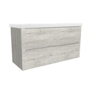 Frankfurt 120 cm Lissabon - Onderkast MDF Softclose Semi handgreep 2 lades met Keramische Wastafel 2 kraangat - Wastafelmeubel Met Elite Wastafels