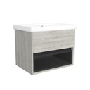 Pohlheim 65 cm Lissabon - Onderkast MDF Softclose Greeploos 1 lade met Keramische Wastafel 1 kraangat - Wastafelmeubel Met Frame Wastafels